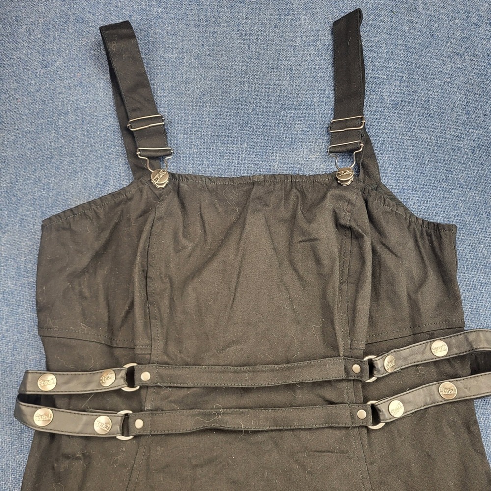 Tripp NYC Daang Goodman Black Gothic Pleated Mini Pinafore Dress Buckle Straps L - Picture 8 of 13